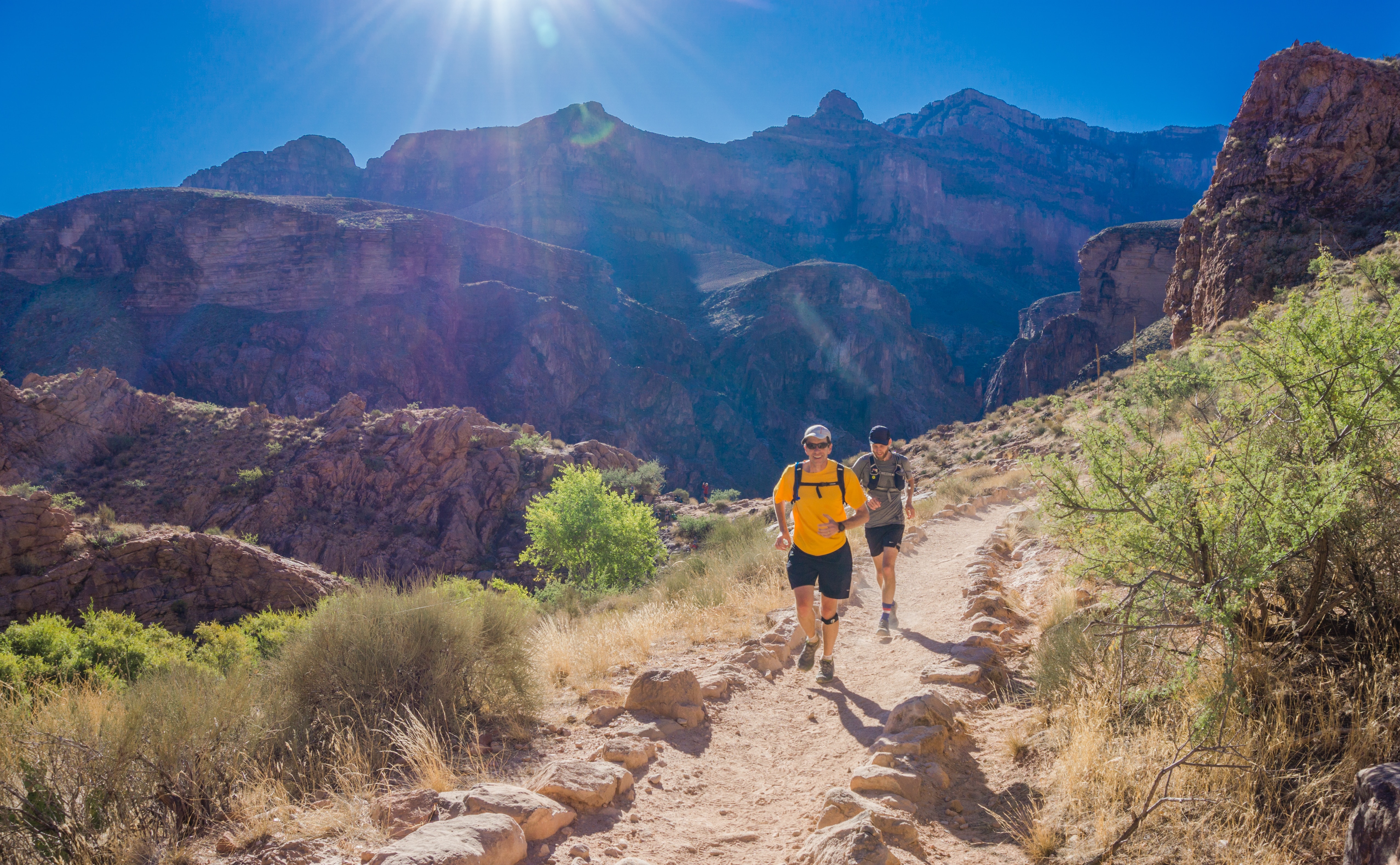 ultramarathon runners training on mountain trails for next race